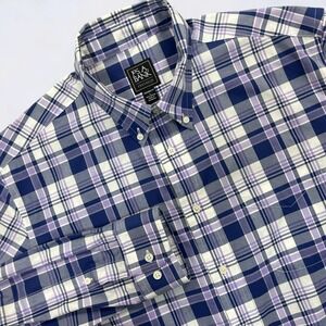 Jos A Bank Traveler Shirt Men's Large Multi Plaid Button Down Long Sleeve Preppy